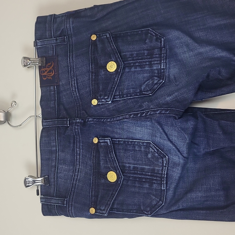 ROCK & REPUBLIC Gold Tone Button Detail Straight Leg 6 / 33.5+" inseam - Picture 8 of 16